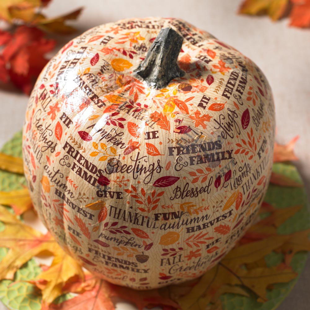 Use Napkins To Decoupage A Foam Pumpkin Cathie Filian Steve Piacenza