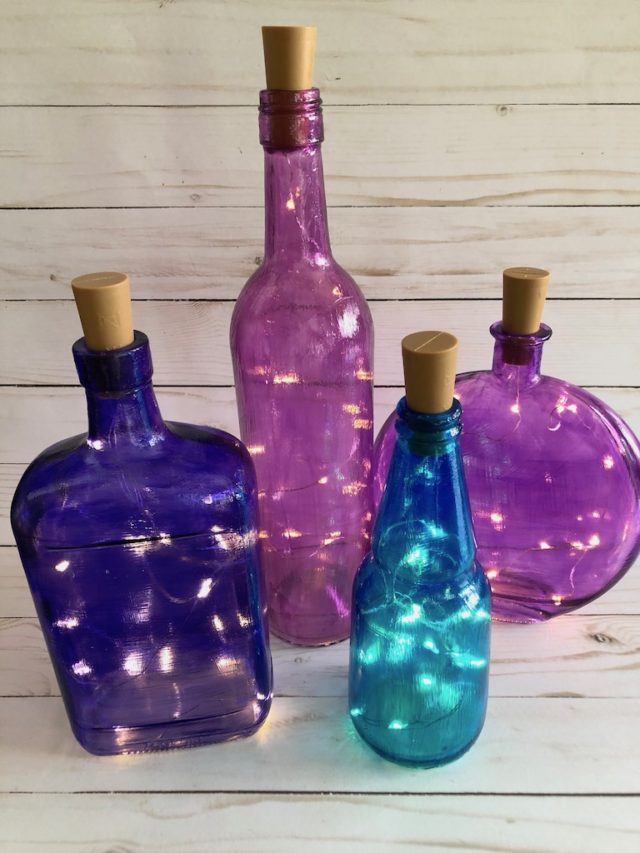 How to make Colored Bottle Lamps with Mod Podge and Food Coloring ...